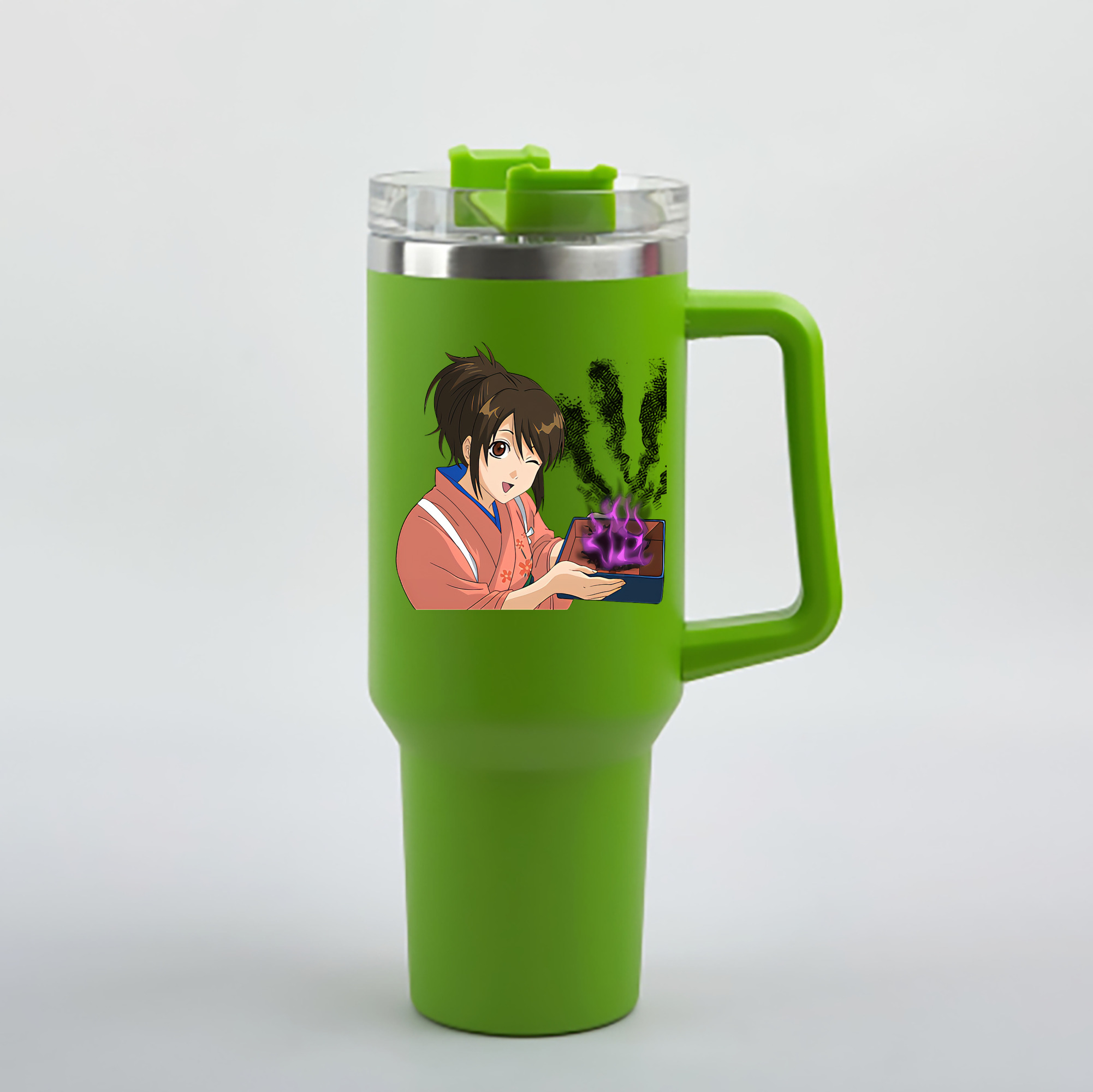（画像用） ぎんたま 坂田銀時（さかたぎんとき） 神楽 志村新八（しむら しんぱち） GINTAMA Sakata Gintoki Kagura Shimura Shinpachi 1200mL車用タンブラー - クリスタルステッカー（プラスチックストロー付き）